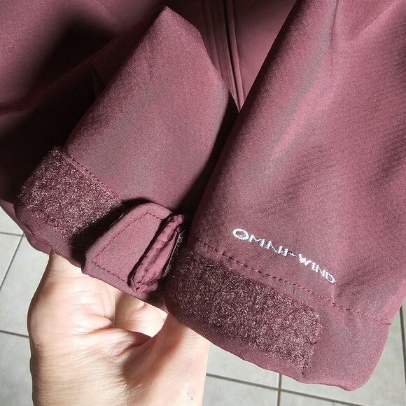 Columbia Omni-Wind Softshell Fleece Lined Maroon Jacket Coat Hood Womens XL New - Picture 5 of 10